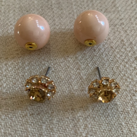 NWT Natasha Double-sided Pearl & Rhinestone Post Earrings - Picture 3 of 4